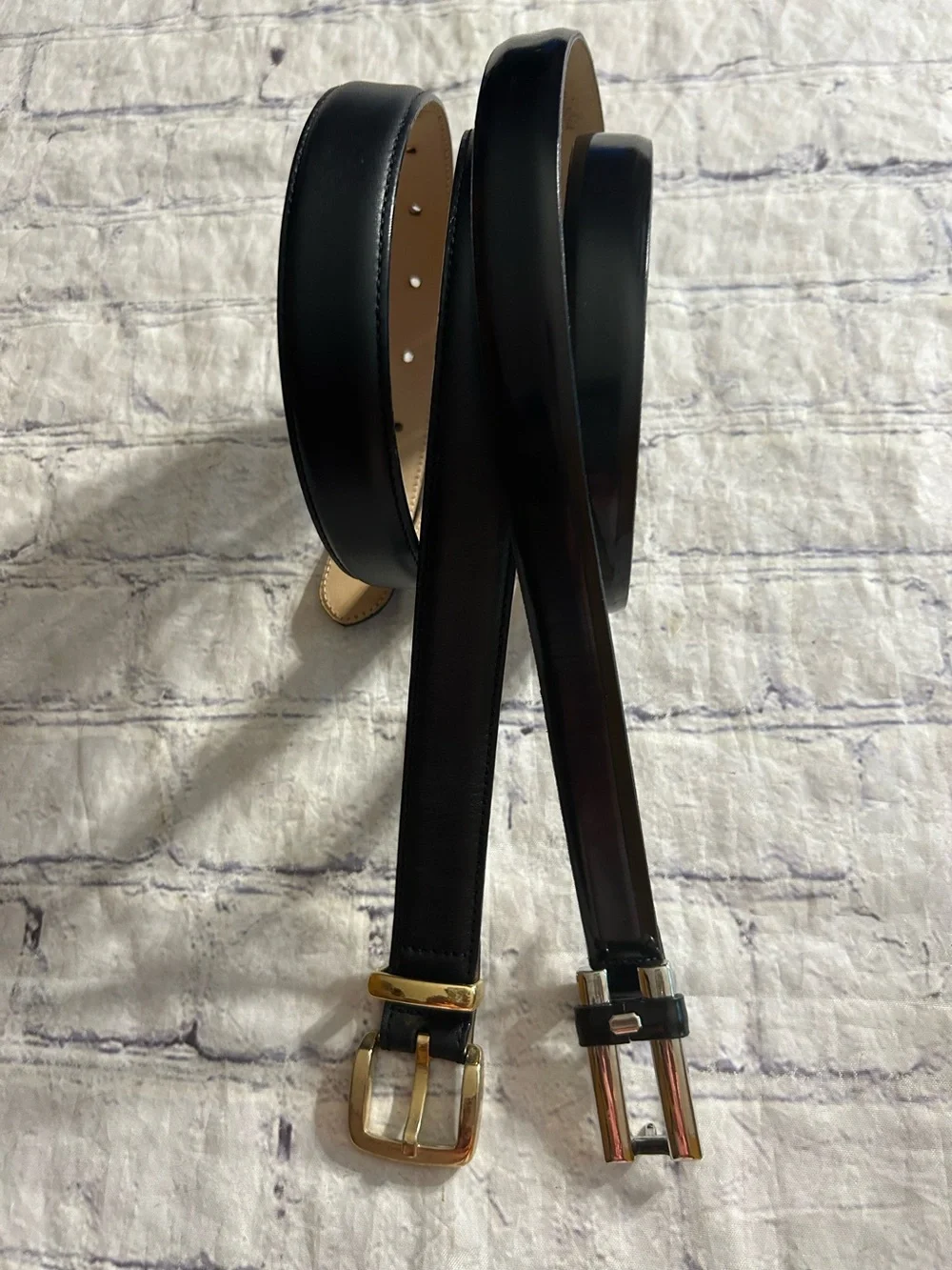 TALBOTS BLACK LEATHER ITALY & USA MADE CLASSIC CHIC BELTS SIZE MEDIUM